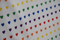 A gathering of rainbow coloured hearts